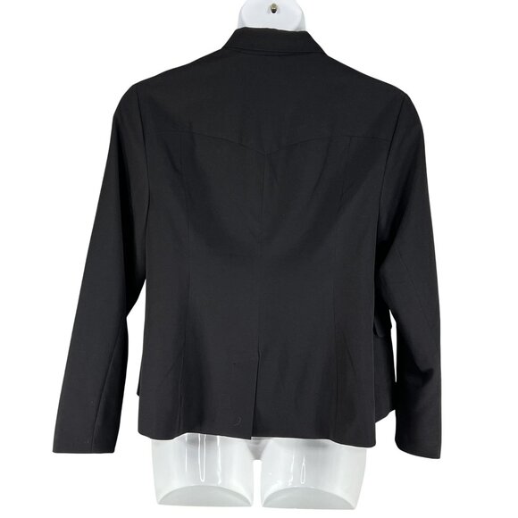 Apple Bottoms Womens 1X Black Asymmetrical Blazer Gold Buttons Business Casual - Picture 3 of 16